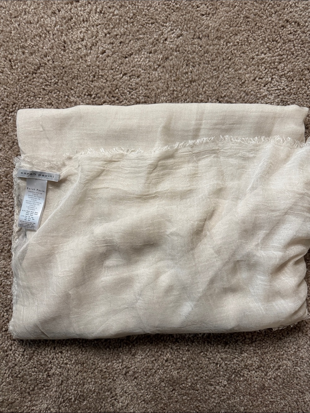Sarah Pacini Cream Lightweight Modal-Silk Scarf
